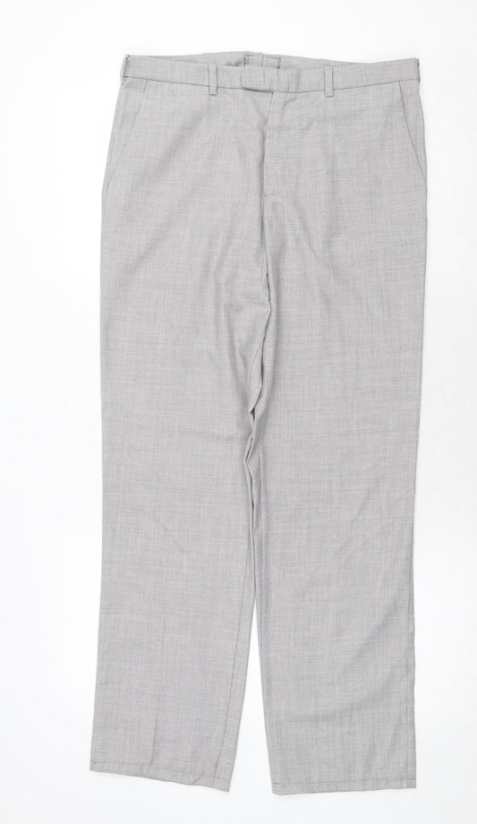 MTWTFSS Weekday Mens Grey Polyester Dress Pants Trousers Size M Regular Zip