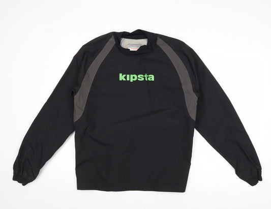 Kipsta Mens Black Polyester Basic T-Shirt Size S Round Neck Pullover