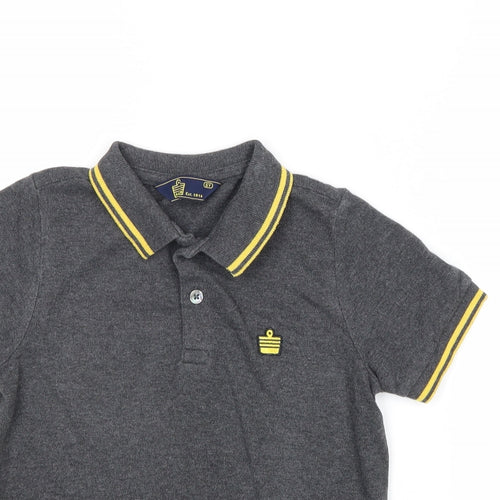 Admiral Boys Grey Cotton Basic Polo Size 6 Years Collared Button
