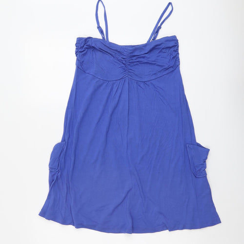 New Look Girls Blue Cotton Tank Dress Size 14-15 Years Scoop Neck Pullover