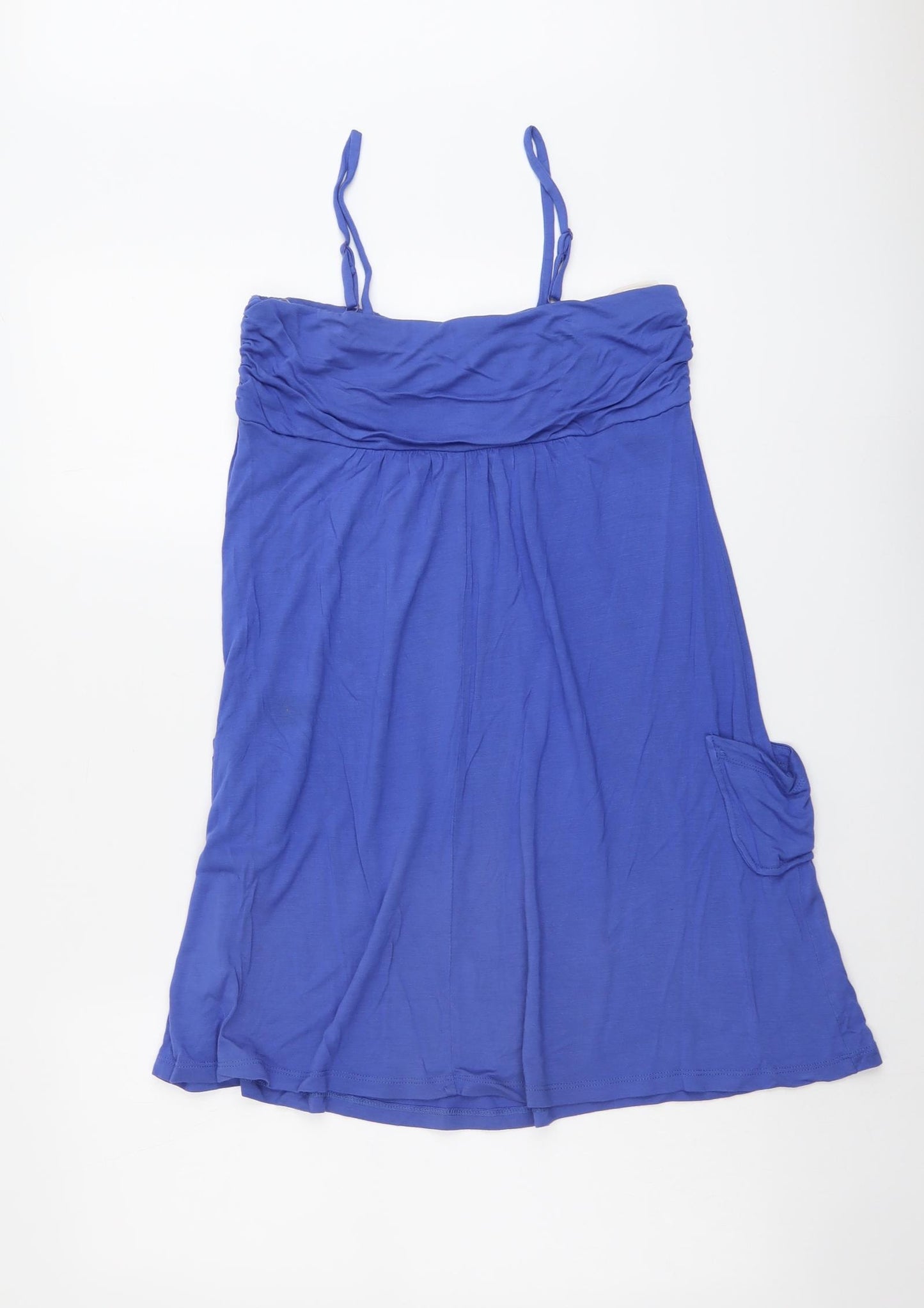 New Look Girls Blue Cotton Tank Dress Size 14-15 Years Scoop Neck Pullover
