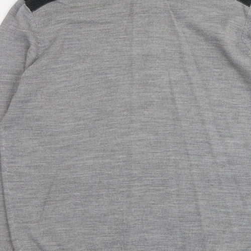 New Look Mens Grey Round Neck Acrylic Pullover Jumper Size L Long Sleeve