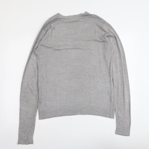 Burton Mens Grey V-Neck Acrylic Pullover Jumper Size S Long Sleeve