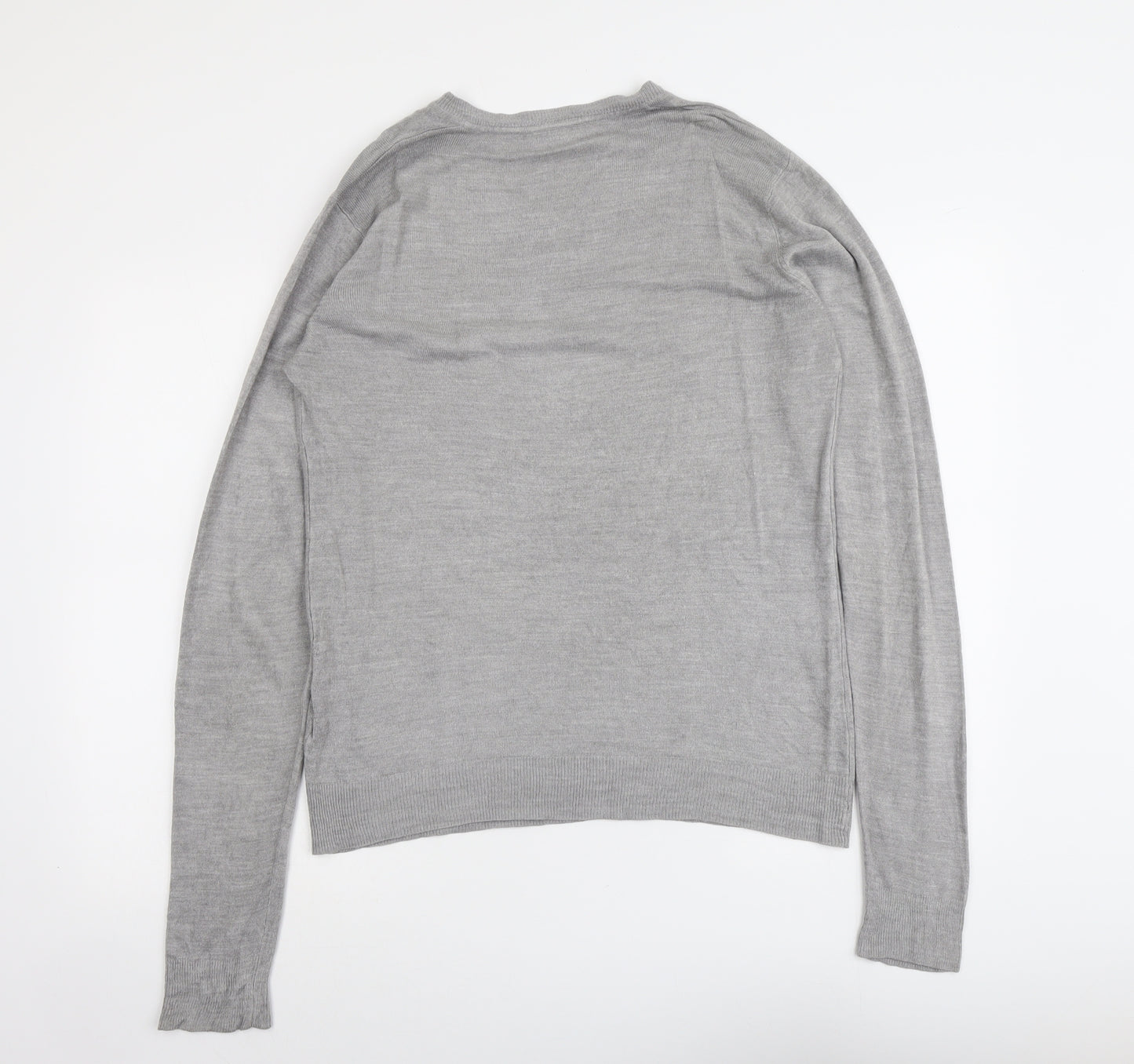 Burton Mens Grey V-Neck Acrylic Pullover Jumper Size S Long Sleeve