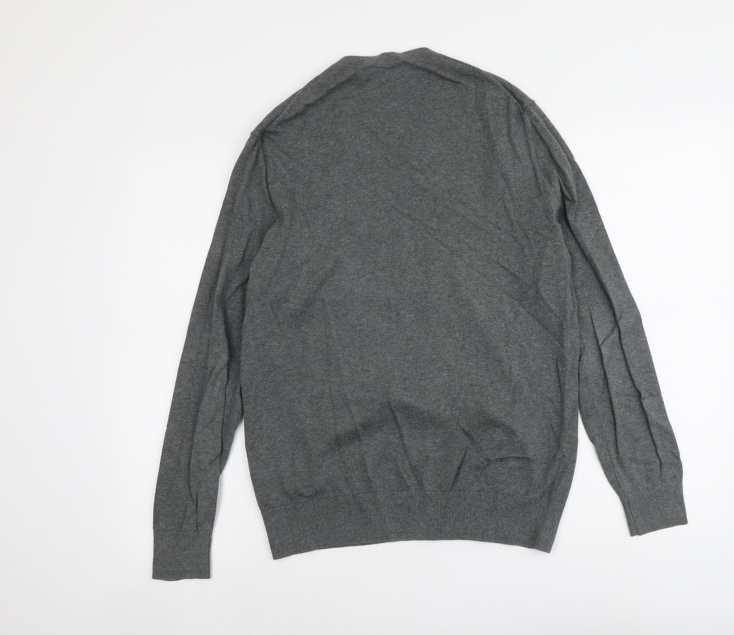 Gap Mens Grey V-Neck Cotton Pullover Jumper Size S Long Sleeve
