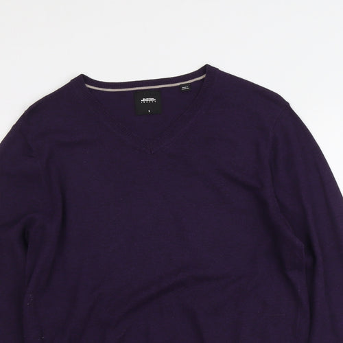 Burton Mens Purple V-Neck Cotton Pullover Jumper Size S Long Sleeve