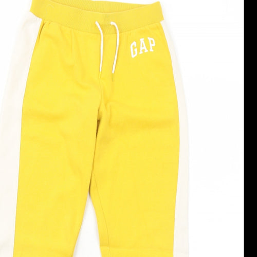 Gap Girls Yellow Striped Cotton Jogger Trousers Size 12 Years Regular Drawstring