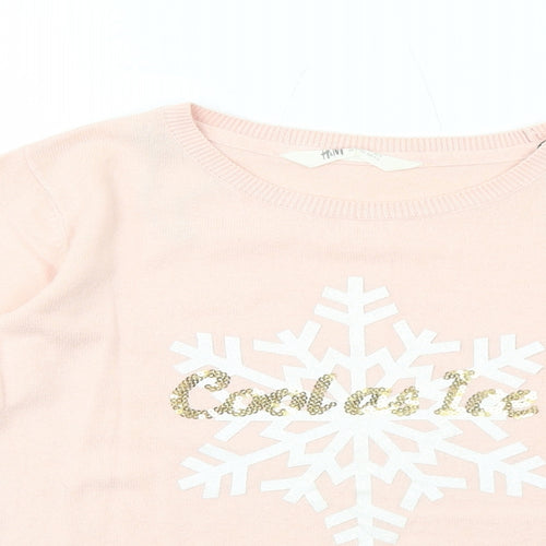 H&M Girls Pink Round Neck Cotton Pullover Jumper Size 11-12 Years Pullover - Cool As Ice