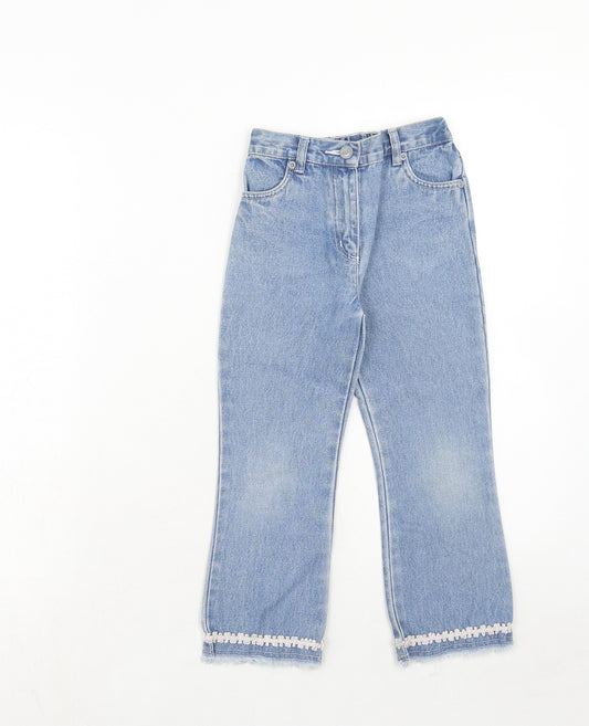 NEXT Girls Blue Cotton Straight Jeans Size 5 Years Regular Zip