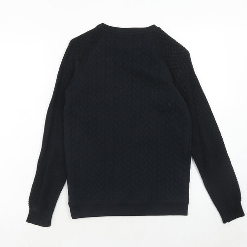 Very Boys Black Cotton Pullover Sweatshirt Size 11-12 Years Pullover