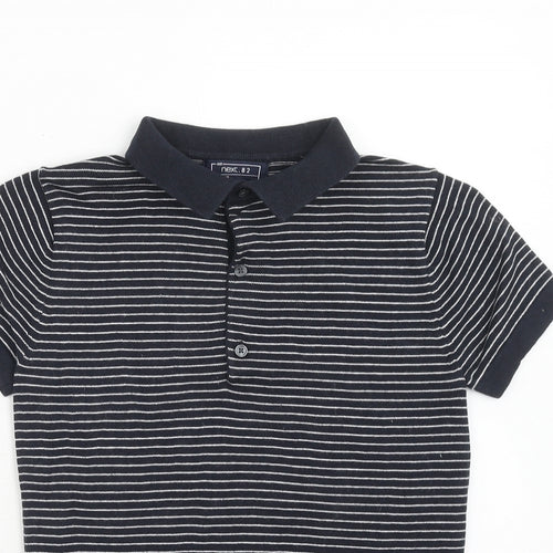 NEXT Boys Blue Striped Cotton Basic Polo Size 9 Years Collared Button