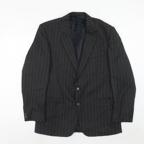 Periscope Mens Grey Striped Polyester Jacket Suit Jacket Size 40 Regular