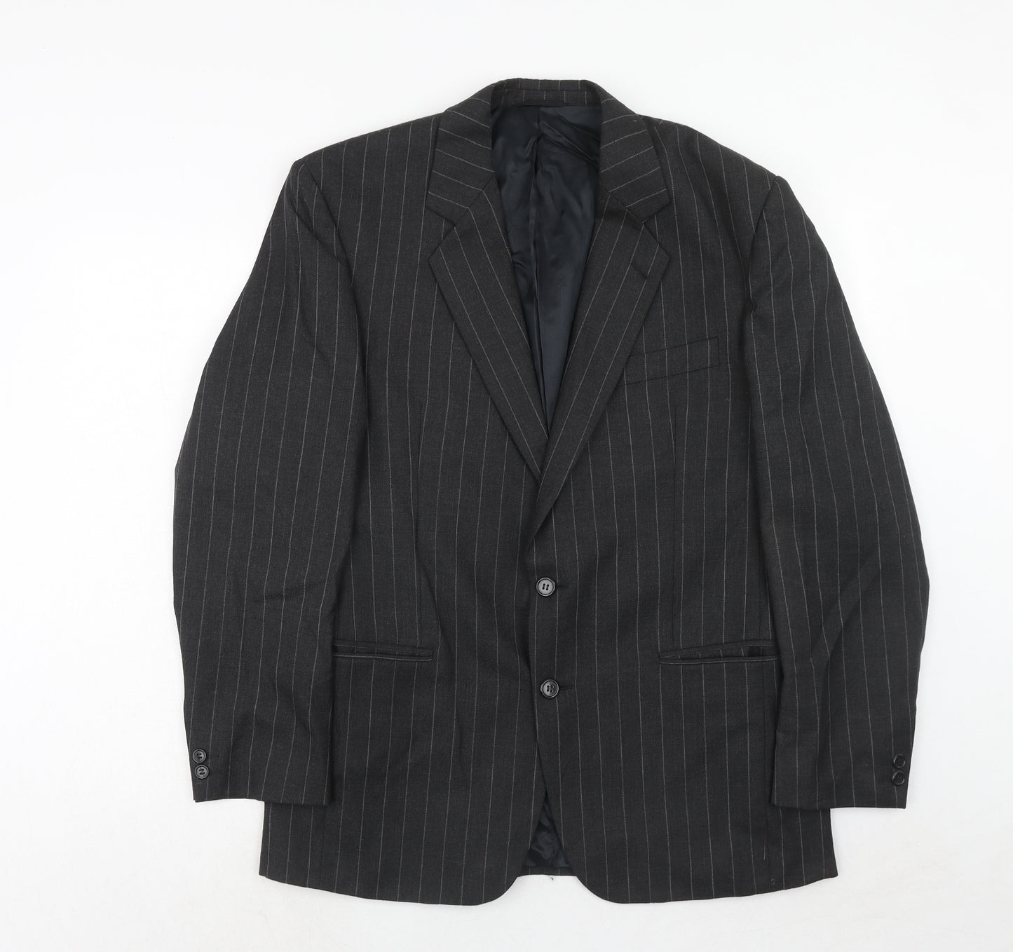 Periscope Mens Grey Striped Polyester Jacket Suit Jacket Size 40 Regular