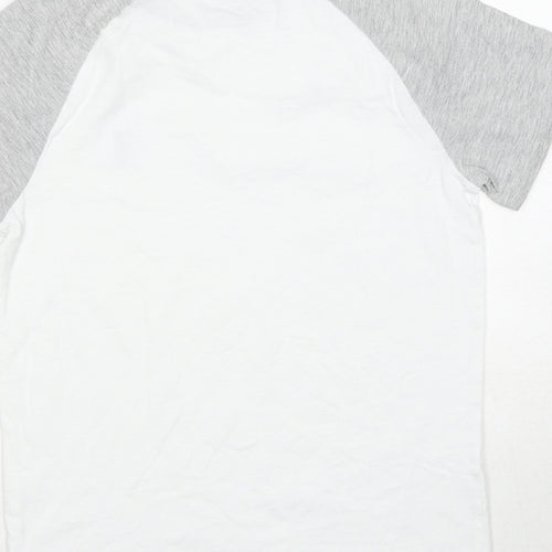 NEXT Boys White Colourblock Cotton Basic T-Shirt Size 13 Years Round Neck Pullover