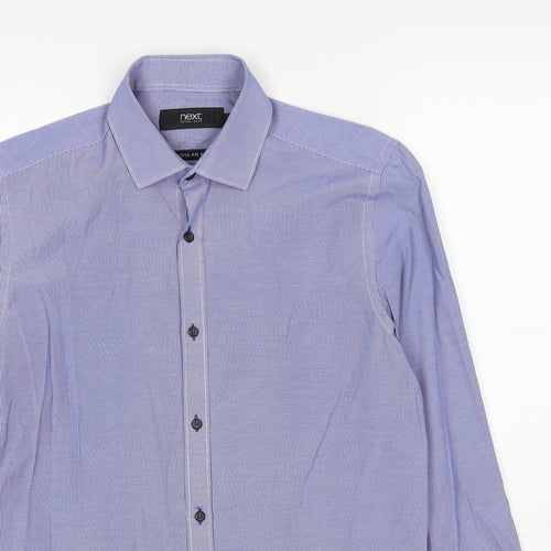 NEXT Mens Blue Check Polyester Dress Shirt Size 14.5 Collared Button