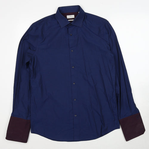 NEXT Mens Blue Polyester Dress Shirt Size 15.5 Collared Button