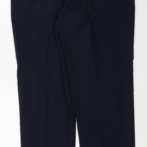 Marks and Spencer Mens Blue Polyester Dress Pants Trousers Size 32 in L29 in Regular Zip