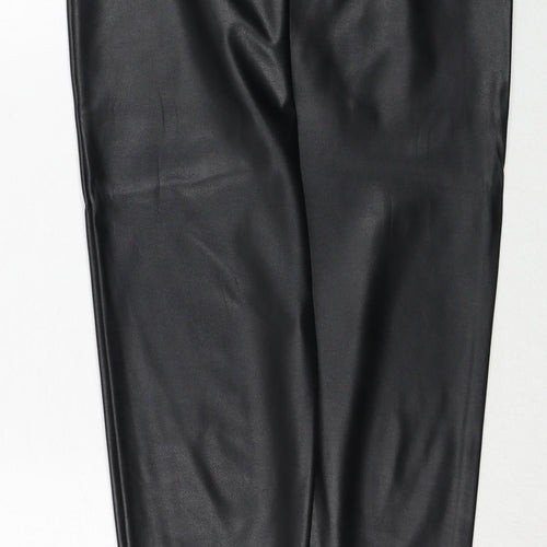 PRETTYLITTLETHING Womens Black Polyester Chino Leggings Size 4