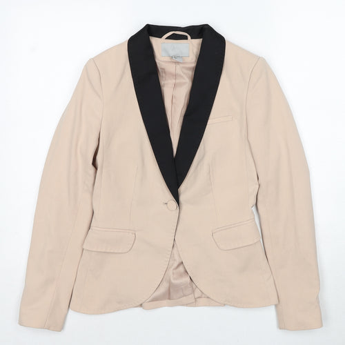 H&M Womens Beige Polyester Jacket Suit Jacket Size 4
