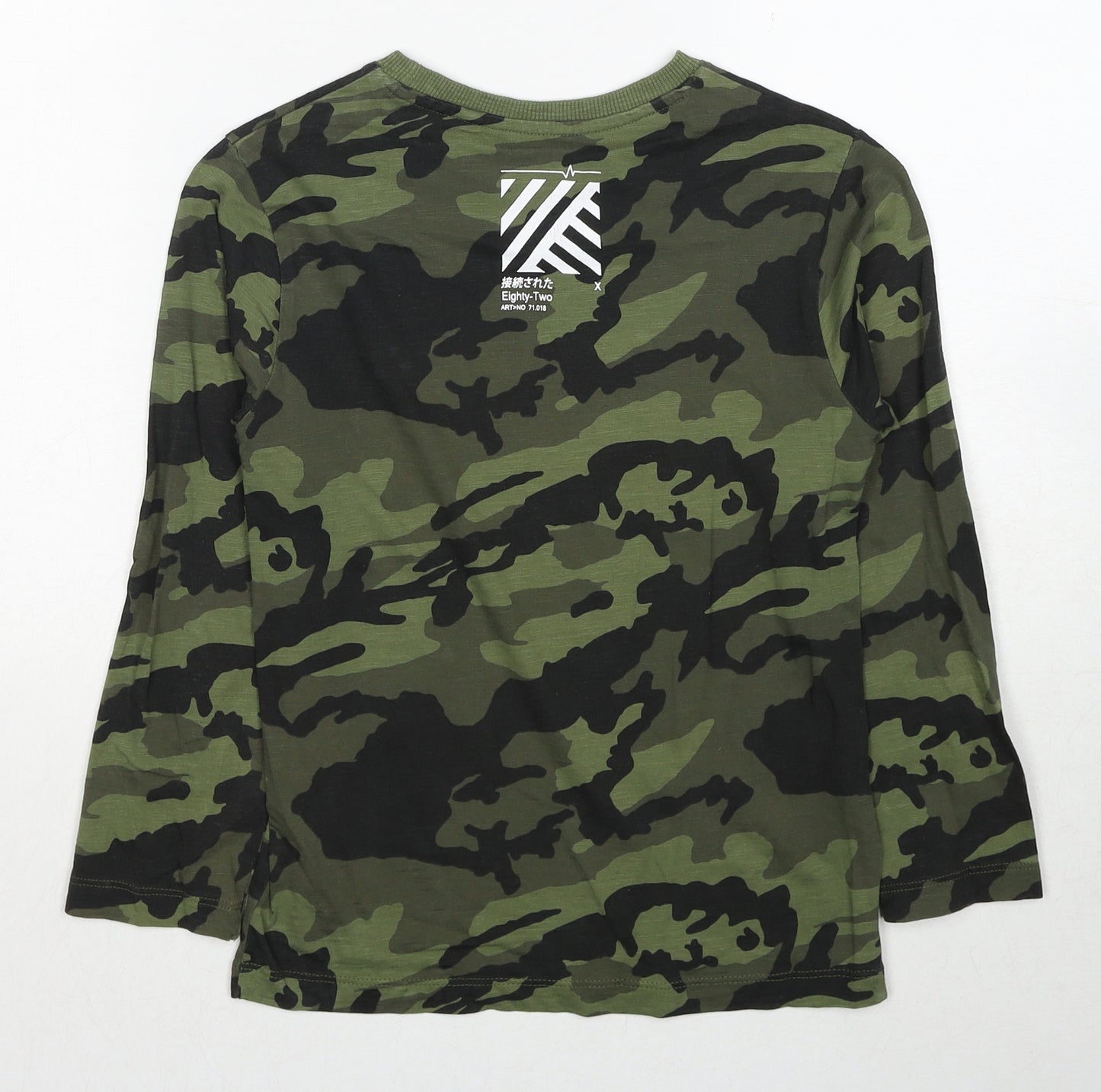 NEXT Boys Green Camouflage Cotton Basic Casual Size 7 Years Round Neck Pullover - Tokyo
