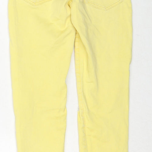 Zara Girls Yellow Cotton Straight Jeans Size 9 Years Regular Zip - Distressed
