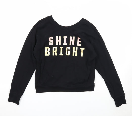 Old navy active Womens Black Cotton Pullover Sweatshirt Size 10 Pullover - Shine Bright Size 10-12