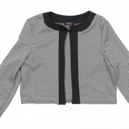 Evita Womens Black Round Neck Herringbone Polyester Cardigan Jumper Size 12