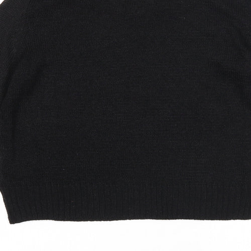 Divided Womens Black Round Neck Acrylic Pullover Jumper Size XS