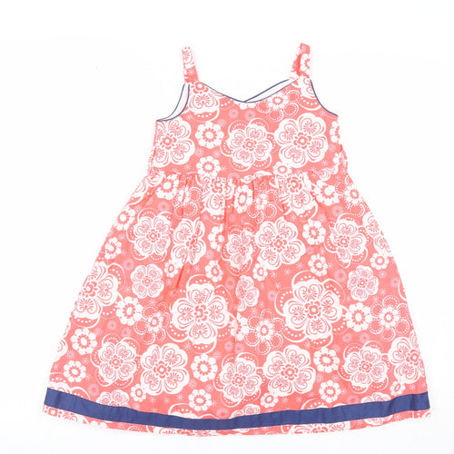 Polly & Friends Girls Pink Geometric Cotton A-Line Size 3-4 Years V-Neck Button