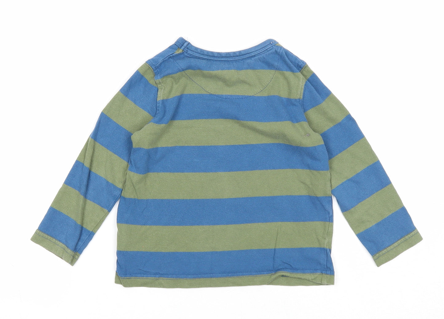 John Lewis Boys Blue Striped Cotton Basic Casual Size 2 Years Round Neck Pullover