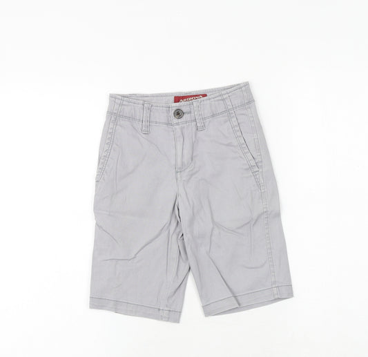 AriZona Boys Grey 100% Cotton Chino Shorts Size 8 Years Regular Zip