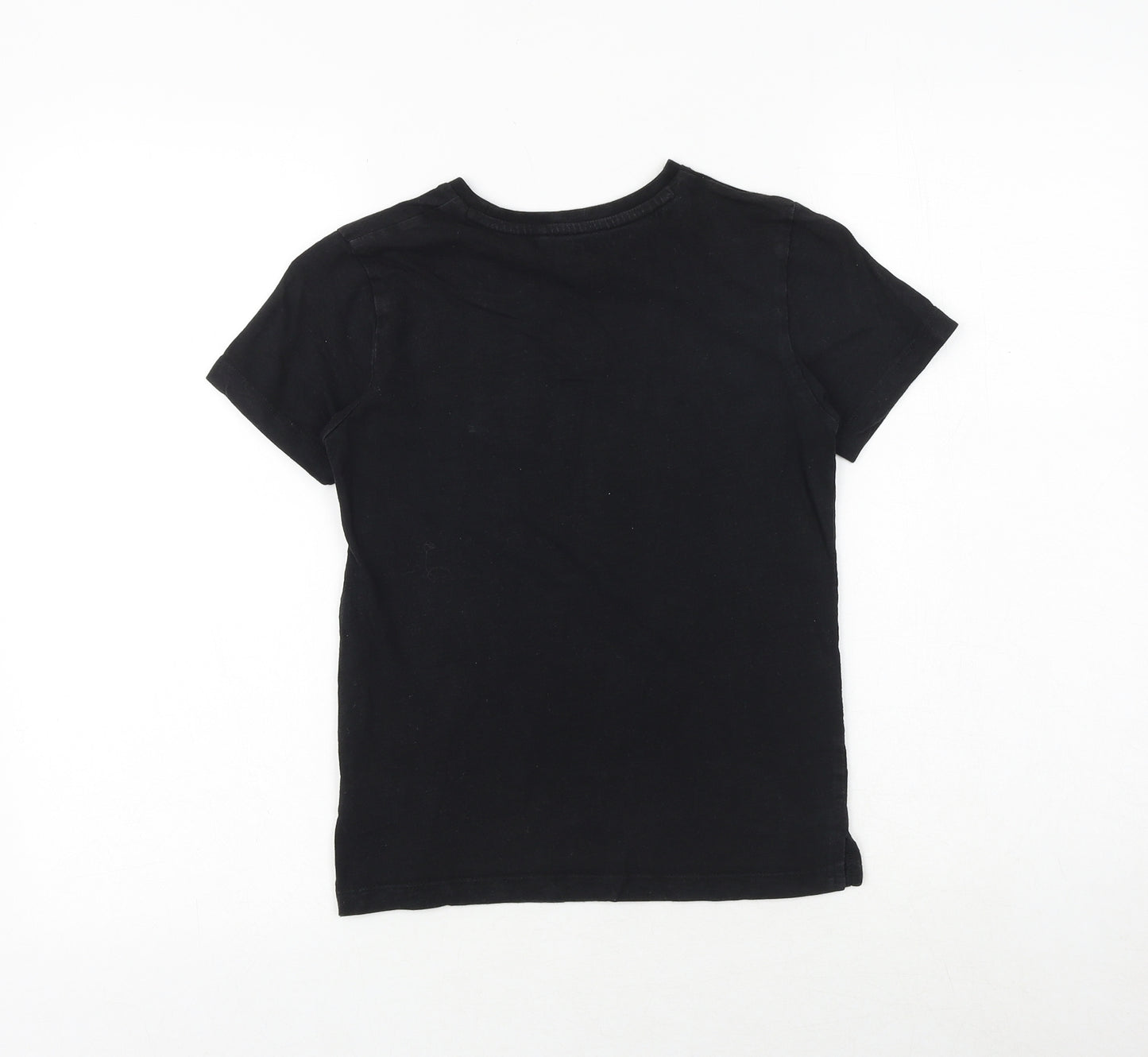 NEXT Boys Black 100% Cotton Basic T-Shirt Size 7 Years Round Neck Pullover - VIP