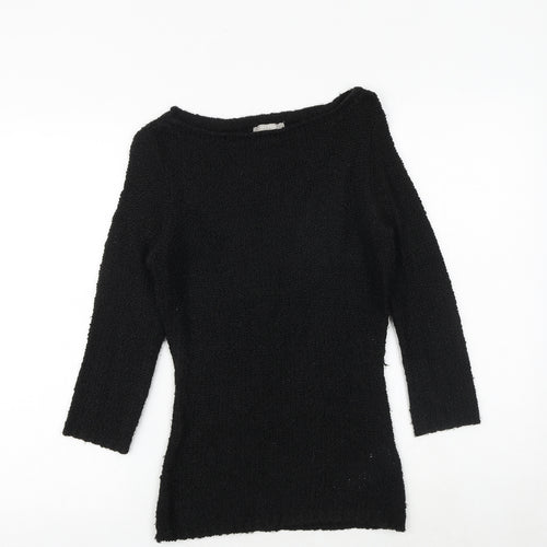 ORSAY Womens Black Boat Neck Acrylic Pullover Jumper Size XS