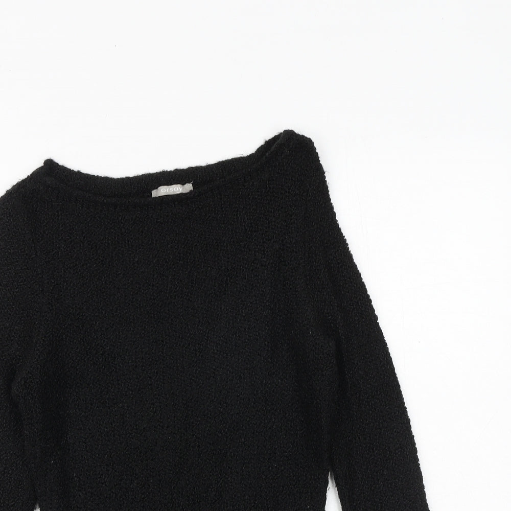 ORSAY Womens Black Boat Neck Acrylic Pullover Jumper Size XS