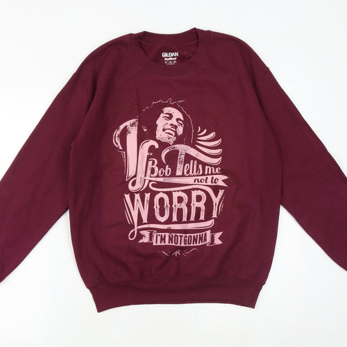 Gildan Mens Red Cotton Pullover Sweatshirt Size S - Bob Marley