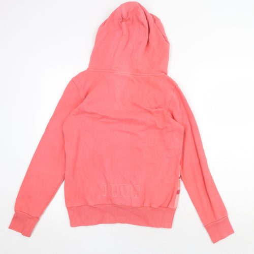 PUMA Womens Pink Striped Cotton Pullover Hoodie Size M Pullover