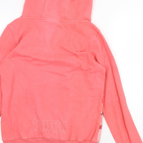 PUMA Womens Pink Striped Cotton Pullover Hoodie Size M Pullover