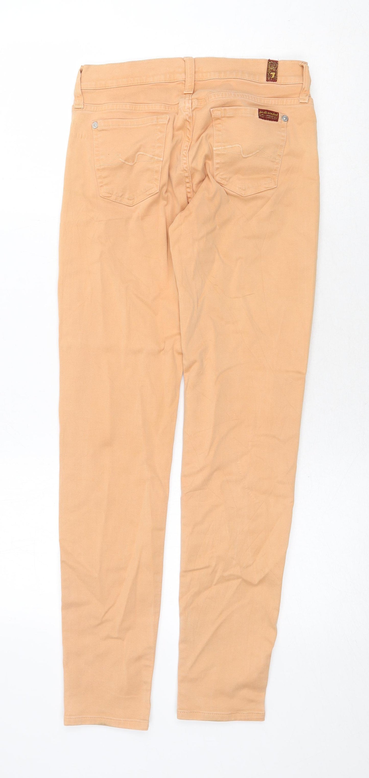 7 For All Mankind Womens Orange Cotton Skinny Jeans Size 26 in Regular Zip