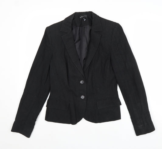 E-vie Womens Black Linen Jacket Blazer Size 10