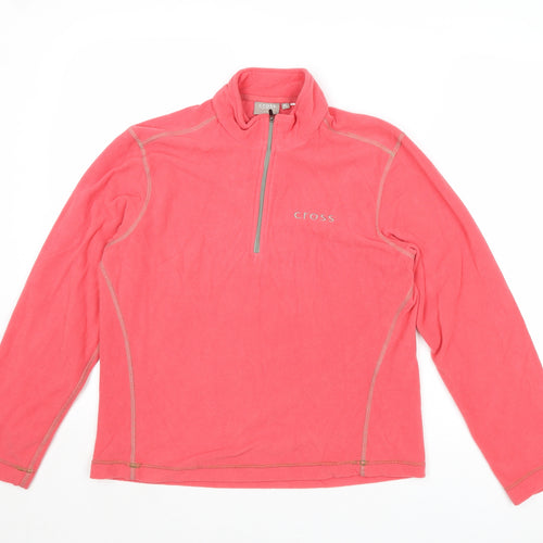 Cross Womens Pink Polyester Pullover Sweatshirt Size XL Zip