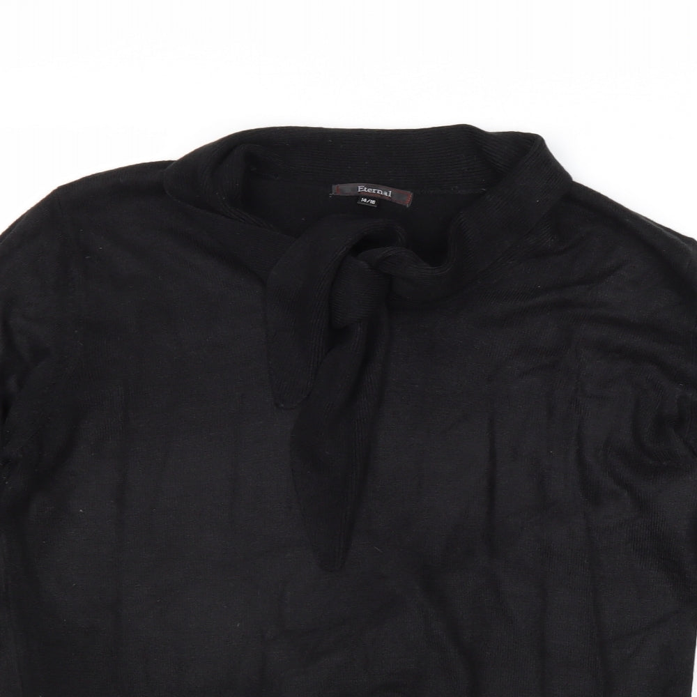 Eternal Womens Black Round Neck Acrylic Pullover Jumper Size 14 - Size 14-16