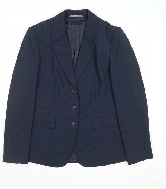 Libra Womens Blue Polyester Jacket Suit Jacket Size 10
