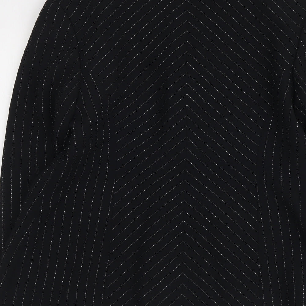 Off Shot Womens Black Pinstripe Polyester Jacket Suit Jacket Size 16