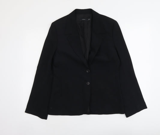 Essentials Womens Black Polyester Jacket Suit Jacket Size 10 - Five-Button Jacket Sleeve