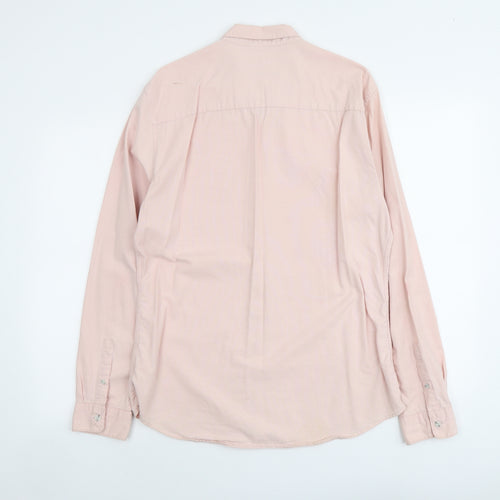 Topman Mens Pink Cotton Button-Up Size XL Collared Button
