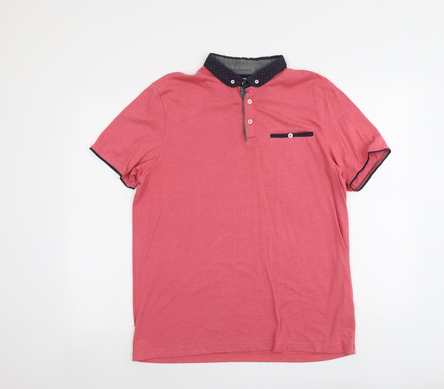 Burton Mens Pink Cotton Polo Size L Collared Button