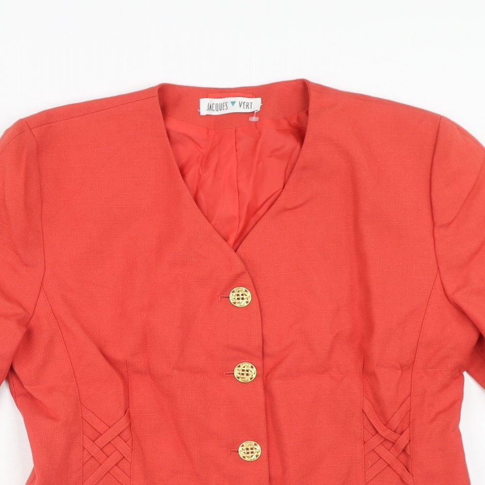 Jacques Vert Womens Orange Polyester Jacket Blazer Size 14