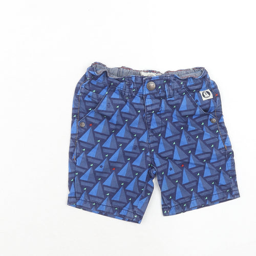 NEXT Boys Blue Geometric Cotton Bermuda Shorts Size 2-3 Years Regular Zip