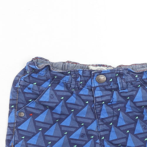 NEXT Boys Blue Geometric Cotton Bermuda Shorts Size 2-3 Years Regular Zip