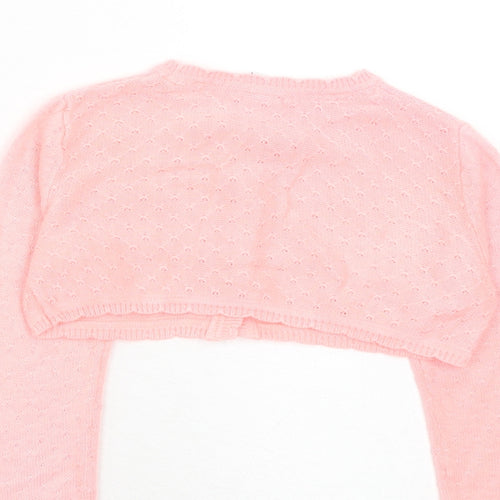 Mini Club Girls Pink Geometric Acrylic Cardigan Jumper Size 12-18 Months Button